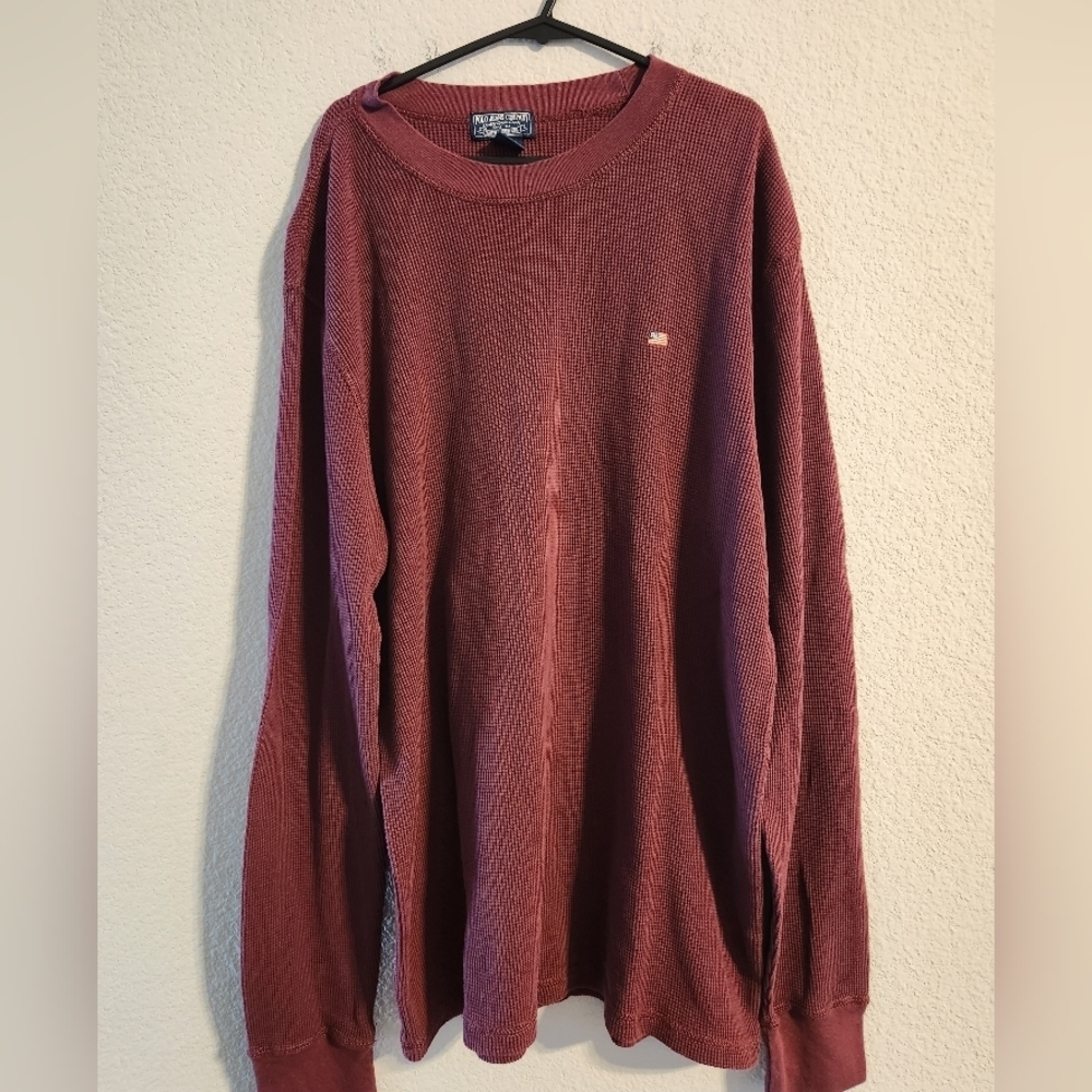 Polo Jeans Company Men’s maroon waffle knit long sleeve shirt size XL